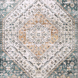 Garvee Alfombra lavable antideslizante fibra corta con diseño floral vintage 80x150cm para interior, dormitorio y salón - Tono Verde
