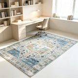 Garvee Alfombra Moderna de Poliester Suave Lavable a Maquina Plegable Antideslizante y Resistente, 80x150 cm Azul