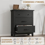 Garvee Comoda Moderna y Compacta de Madera con Tres Cajones Amplios para Dormitorio o Salon, Negro