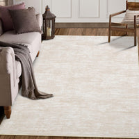 Garvee Alfombra Lavable Antideslizante de Tejido Sólido Color Beige, 240×340 cm, Material Premium de Poliéster con Respaldo TPR, para Salón, Dormitorio, Oficina y Hogar