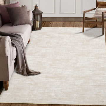 Garvee Alfombra Lavable Antideslizante de Tejido Sólido Color Beige, 240×340 cm, Material Premium de Poliéster con Respaldo TPR, para Salón, Dormitorio, Oficina y Hogar