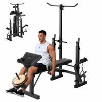 Garvee Banco de Pesas Ajustable 5 en 1 para Gimnasio en Casa, Plegable, 771 kg, Negro Mate