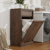 Garvee Armario Basculante Oculto para Ropa Sucia de Madera Estilo Granja Mueble Organizador, Color Cerezo