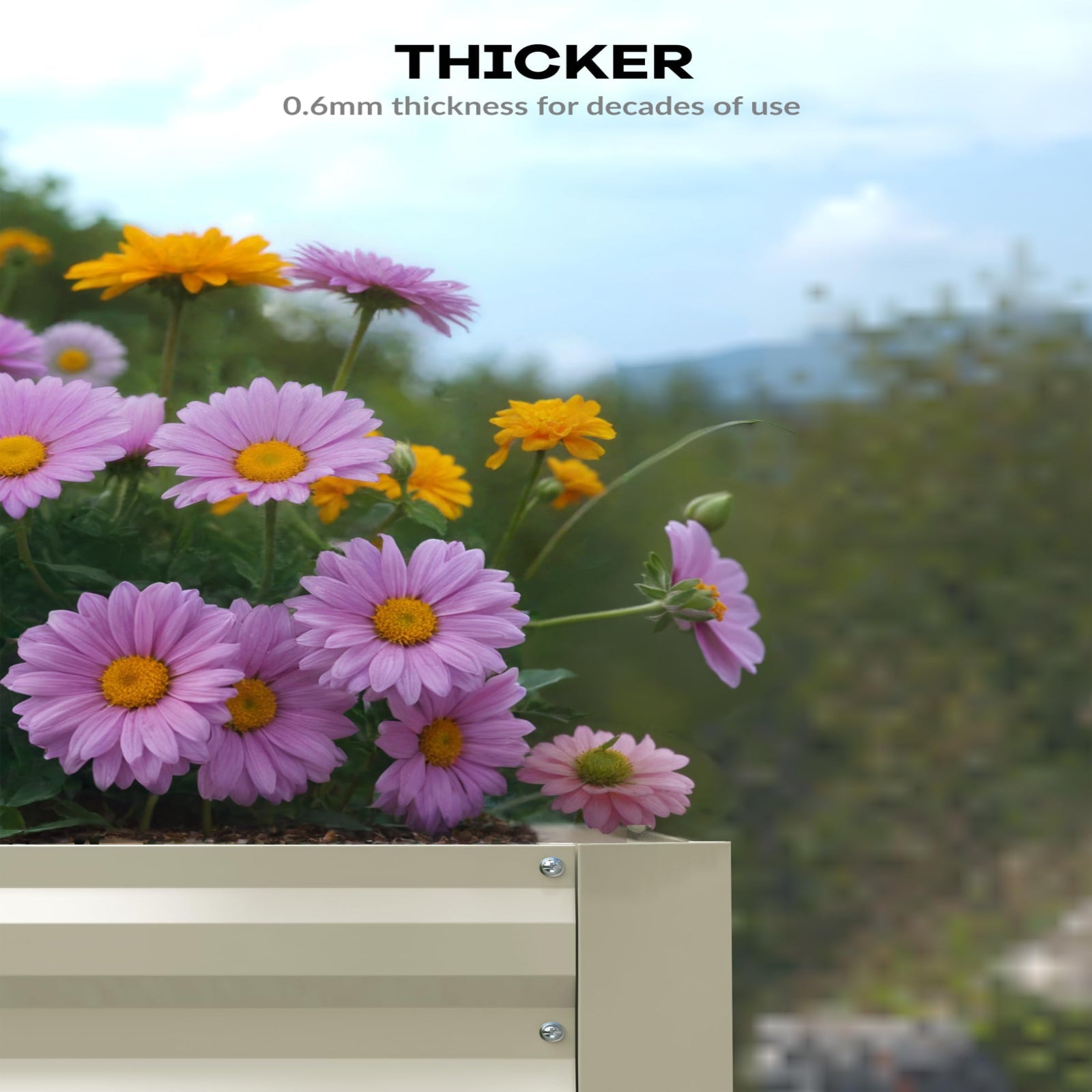 Garvee Cama de Jardín Elevada Cuadrada 180x90x60cm Acero Galvanizado 0.5mm Resistente al Óxido Fácil Montaje para Flores y Verduras Al Aire Libre  Beige