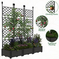 Garvee Set de 3 Jardineras Elevadas con Enrejado Reforzado, Plástico PP Duradero, Pantalla de Privacidad, 126x160cm, para Balcón y Patio, Negro