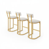 Garvee Taburetes de Bar Altos con Respaldo y Asiento Acolchado Suave en Terciopelo Estructura Metalica Dos Unidades, Dorado