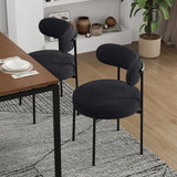 Garvee Sillas de Comedor Modernas y Ergonomicas Tapizadas en Chenilla Suave con Respaldo Curvo Seis Unidades, Negro