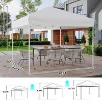 Garvee Carpa Plegable 300x300 cm Toldo Exterior Impermeable con Altura Ajustable y Estructura Metálica Blanco