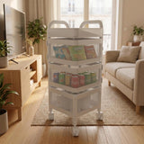 Garvee Carrito Organizador Cuadrado de Cocina en Acero al Carbono Movil con Ruedas Tres Niveles, Blanco