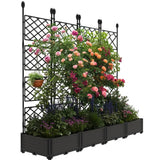 Garvee Jardineras Elevadas Con Enrejado Para Plantas Trepadoras, Plástico Y Metal, Pantalla De Privacidad, Para Patio Y Balcón, Negro, Versátil Y Duradero - 4 Piezas