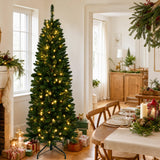 Garvee Arbol de Navidad Artificial con Luces LED Calidas Ramas Realistas y Estructura Metalica, 182 cm Verde