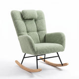 Garvee Sillon Mecedora con Respaldo Alto Tapizado en Felpa Suave Asiento Acolchado Soporta 113 kg, Verde Claro