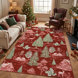 Garvee Alfombra Navidena de Poliester Suave Lavable a Maquina Plegable Antideslizante y Resistente, 80x150 cm Rojo