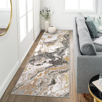 Garvee Alfombra moderna 80x150 cm de Terciopelo Perlado Antideslizante y Suave de Diseño Abstracto para Sala, Cocina y Oficina Gris