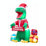 Garvee Dinosaurio con Regalo Inflable de Navidad con Luces LED Decoracion Exterior Impermeable, 180 cm Verde y Rojo