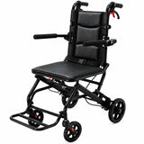 Garvee Silla de Ruedas de Transporte Plegable y Ligera en Acero Resistente con Frenos Soporta 100 kg, Negro