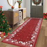 Garvee Alfombra Navidena Redonda de Poliester Suave Lavable a Maquina Plegable Antideslizante y Resistente, 120x120 cm Rojo