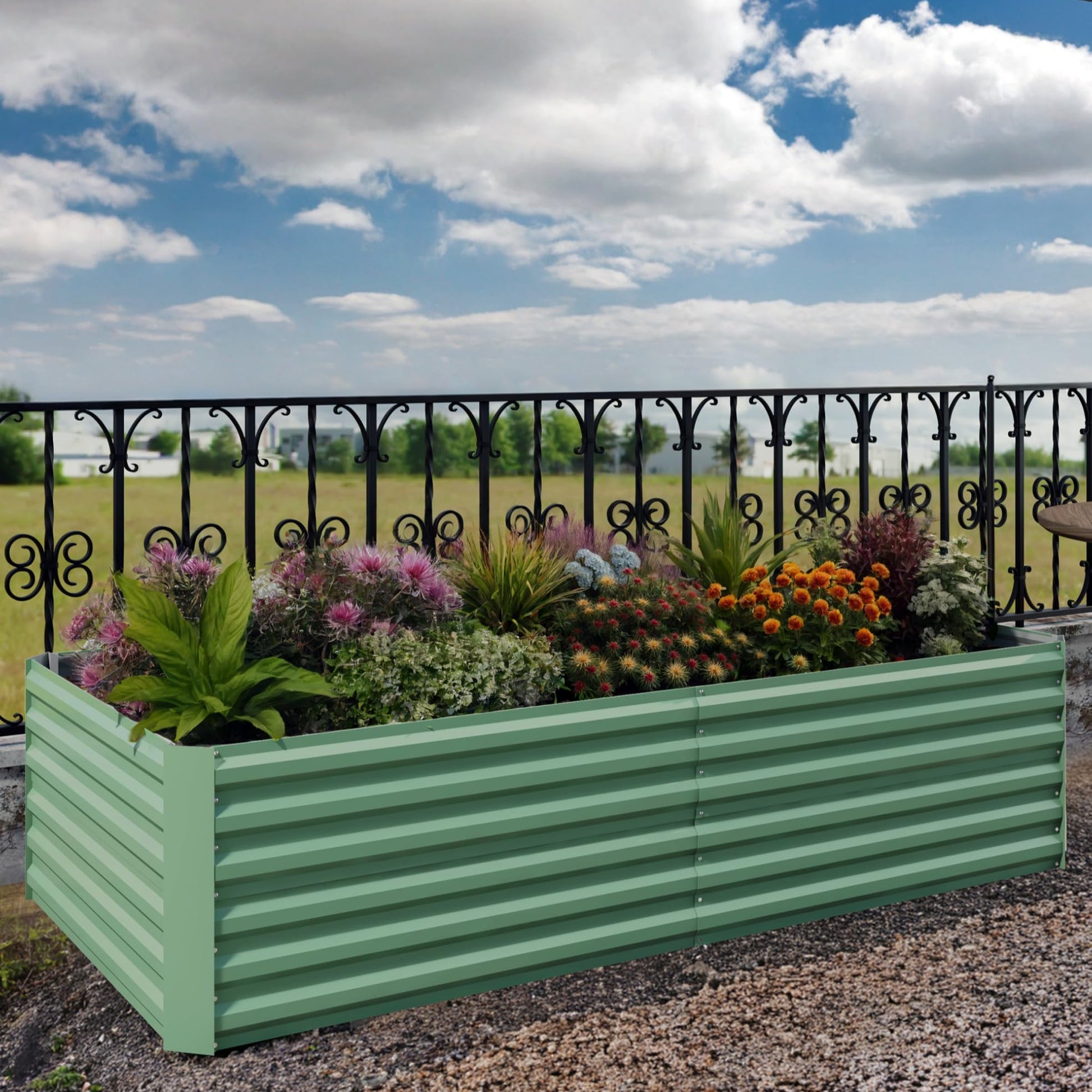 Garvee Cama Elevada de Jardín Cuadrada Acero Galvanizado 0.5mm Resistente 240x120x60 cm Cultivos Exteriores Verde