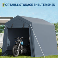 Garvee Garaje Portátil para Motocicleta 183x244x213 cm, Estructura de Acero Galvanizado, Cubierta de PE Triple Capa 240 g, Puertas con Cremallera y Ventilación, Gris