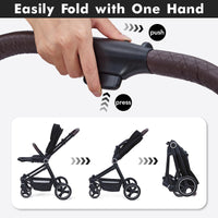 Garvee Cochecito Bebé 3en1 EU S700 Aluminio Plegable Negro 5 Puntos Seguridad