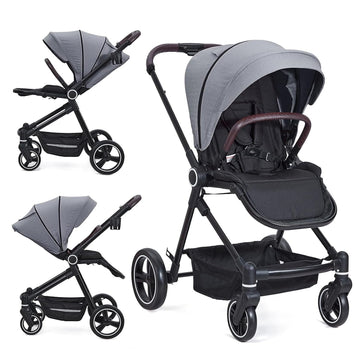 Garvee Cochecito Bebé 3en1 EU S700 Aluminio Reversible Gris Claro 5 Puntos Seguridad