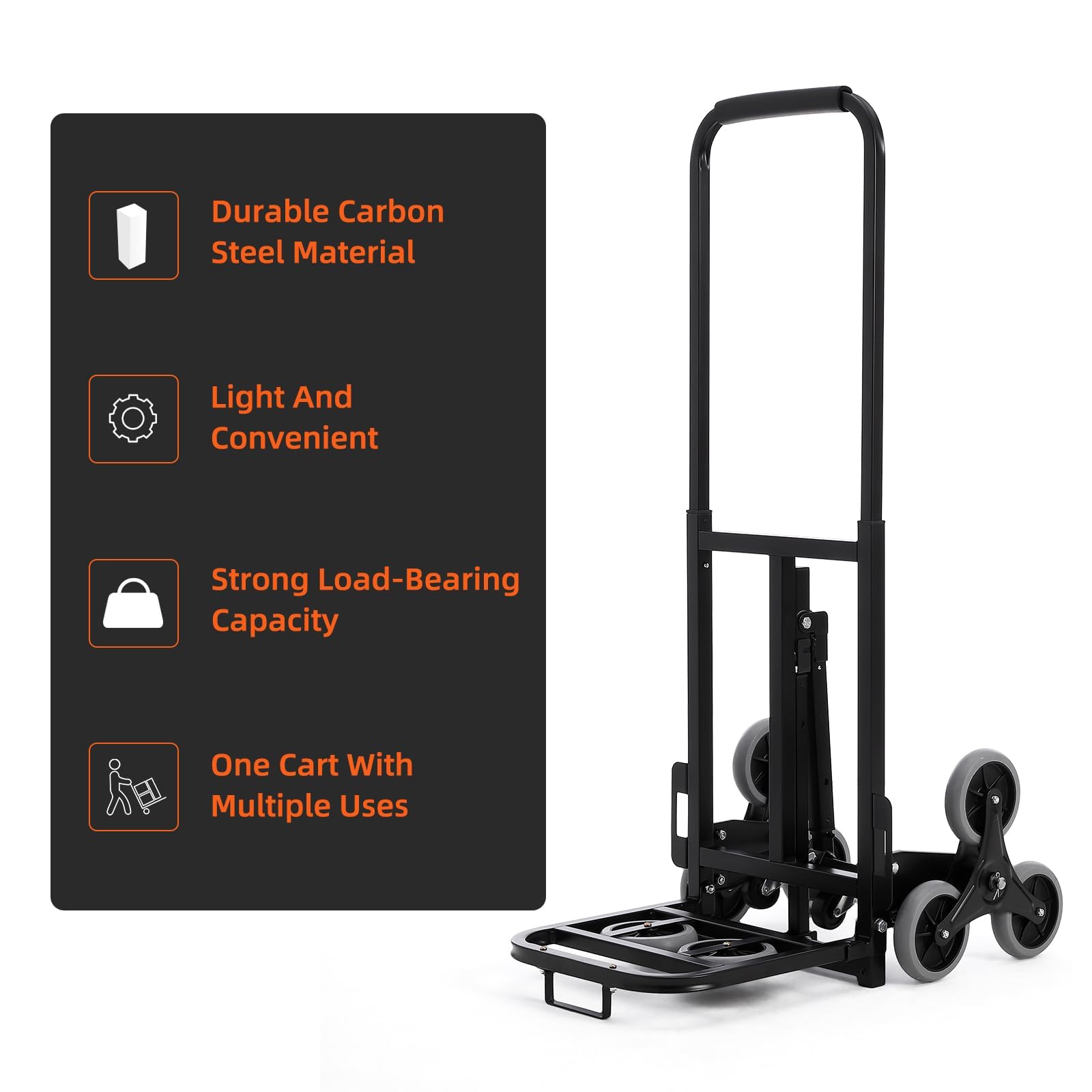 Garvee Carrito Escalera Plegable 3 en 1 Capacidad 249 kg Ruedas Triangulares Estables Telescópico para Almacén y Supermercado