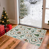 Garvee Felpudo Navideno de Poliester Suave Lavable a Maquina Plegable Antideslizante y Resistente, 60x100 cm Beige