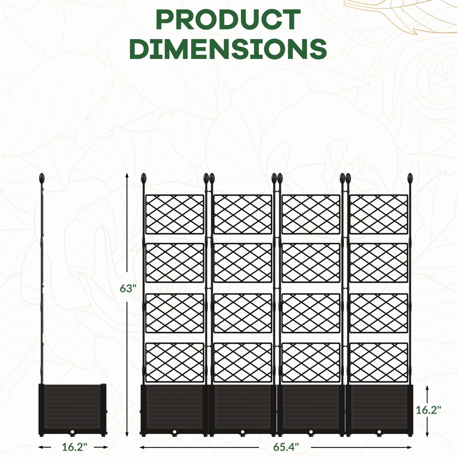 Garvee Jardineras Elevadas Con Enrejado Para Plantas Trepadoras, Plástico Y Metal, Pantalla De Privacidad, Para Patio Y Balcón, Negro, Versátil Y Duradero