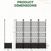 Garvee Jardineras Elevadas Con Enrejado Para Plantas Trepadoras, Plástico Y Metal, Pantalla De Privacidad, Para Patio Y Balcón, Negro, Versátil Y Duradero