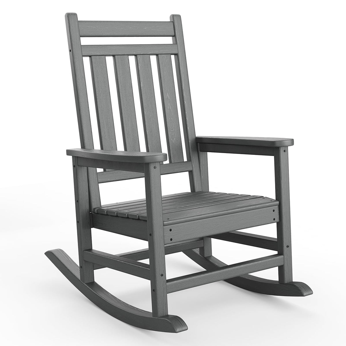 Garvee Silla Mecedora Poly Lumber para Exterior - HDPE Resistente a Todo Clima - Respaldo Alto y Base Estable - Gris - Ideal para Patio y Porche