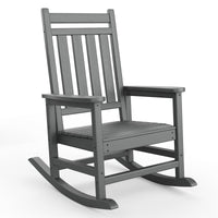 Garvee Silla Mecedora Poly Lumber para Exterior - HDPE Resistente a Todo Clima - Respaldo Alto y Base Estable - Gris - Ideal para Patio y Porche
