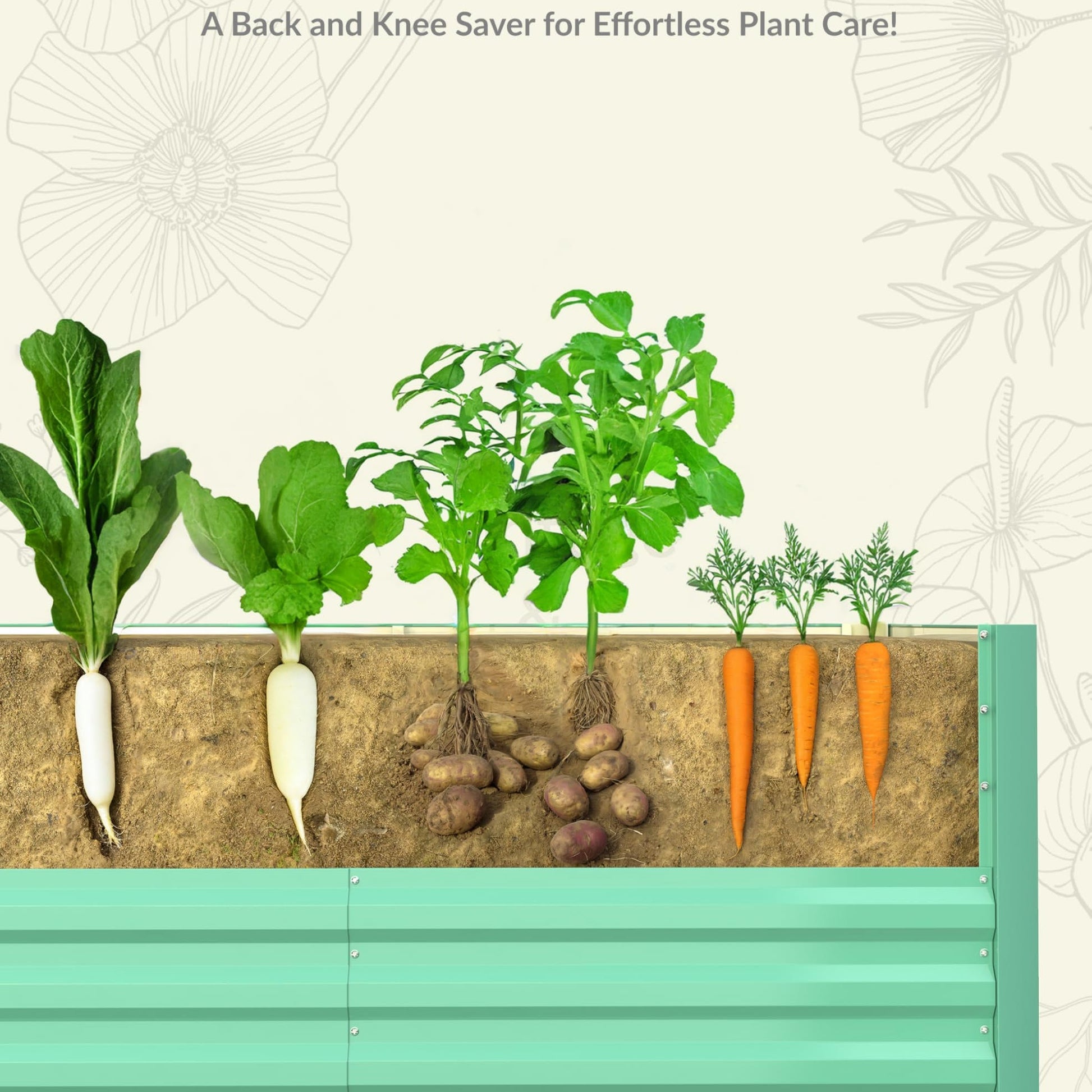 Garvee Cama Elevada de Jardín Cuadrada Acero Galvanizado 0.5mm Resistente 240x120x60 cm Cultivos Exteriores Verde