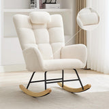 Garvee Sillon Mecedora con Respaldo Alto Tapizado en Felpa Suave Asiento Acolchado Soporta 113 kg, Beige