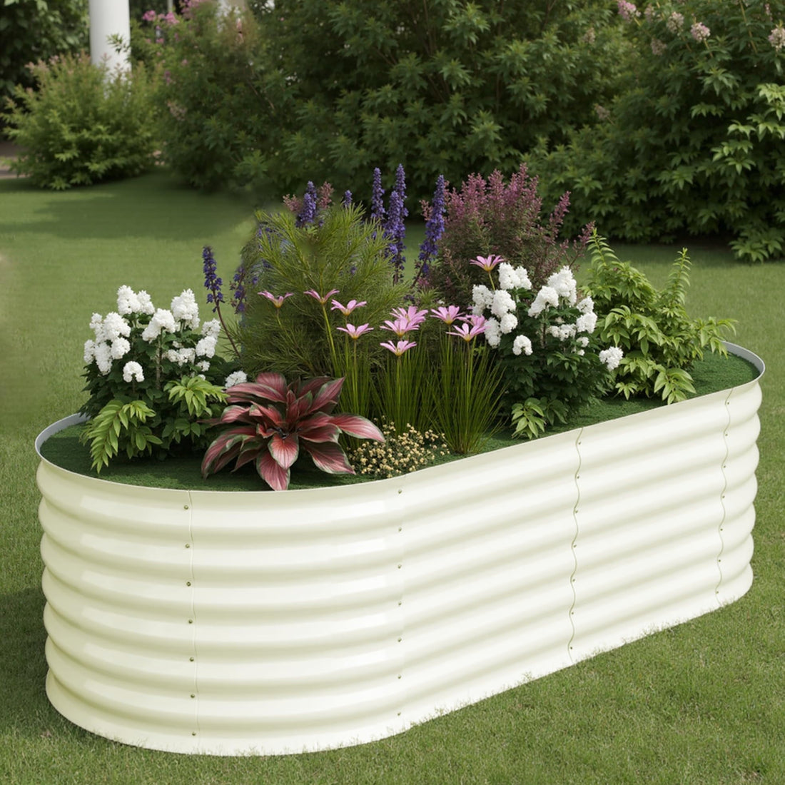 Garvee Cama De Jardín Elevada Galvanizada 183 x 91 x 61 cm, Metal Resistente A La Oxidación Color Beige, para Huertos y Flores