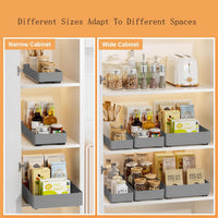 Garvee Organizador de cajones telescópico para cocina, 3 tamaños, ABS y metal, gris, para cocina y baño, instalación con cinta o tornillos