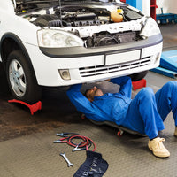 Garvee Set de 2 Ramps Elevadoras para Auto de Acero Sólido 3629 kg Antideslizante Compacto 89×33 cm Ideal para Mantenimiento en Garaje Rojo