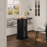 Garvee Mesa de Comedor Redonda de Madera con Base de Pedestal y Almacenamiento Oculto Ahorra Espacio, 80 cm Negro Madera