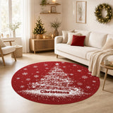 Garvee Alfombra Navidena Redonda de Poliester Suave Lavable a Maquina Plegable Antideslizante y Resistente, 120x120 cm Rojo