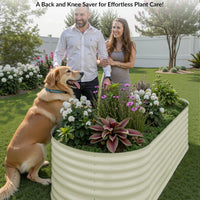 Garvee Cama De Jardín Elevada Galvanizada 183 x 91 x 61 cm, Metal Resistente A La Oxidación Color Beige, para Huertos y Flores