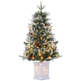 Garvee Arbol de Navidad Artificial con Luces LED Calidas Base Iluminada y Ramas Nevadas Temporizador, 90 cm Verde