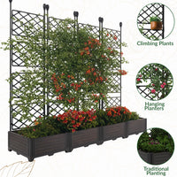 Garvee Jardineras Elevadas Con Enrejado Para Plantas Trepadoras, Plástico Y Metal, Pantalla De Privacidad, Para Patio Y Balcón, Negro, Versátil Y Duradero