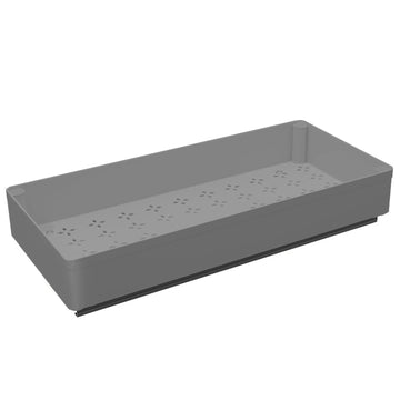 Garvee Organizador de cajones telescópico para cocina gris, organizador extraíble, ABS duradero, 45.72x101.6x13.97cm, para cocina y baño, instalación con cinta o tornillos