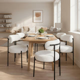 Garvee Sillas de Comedor Modernas y Ergonomicas Tapizadas en Chenilla Suave con Respaldo Curvo Seis Unidades, Blanco