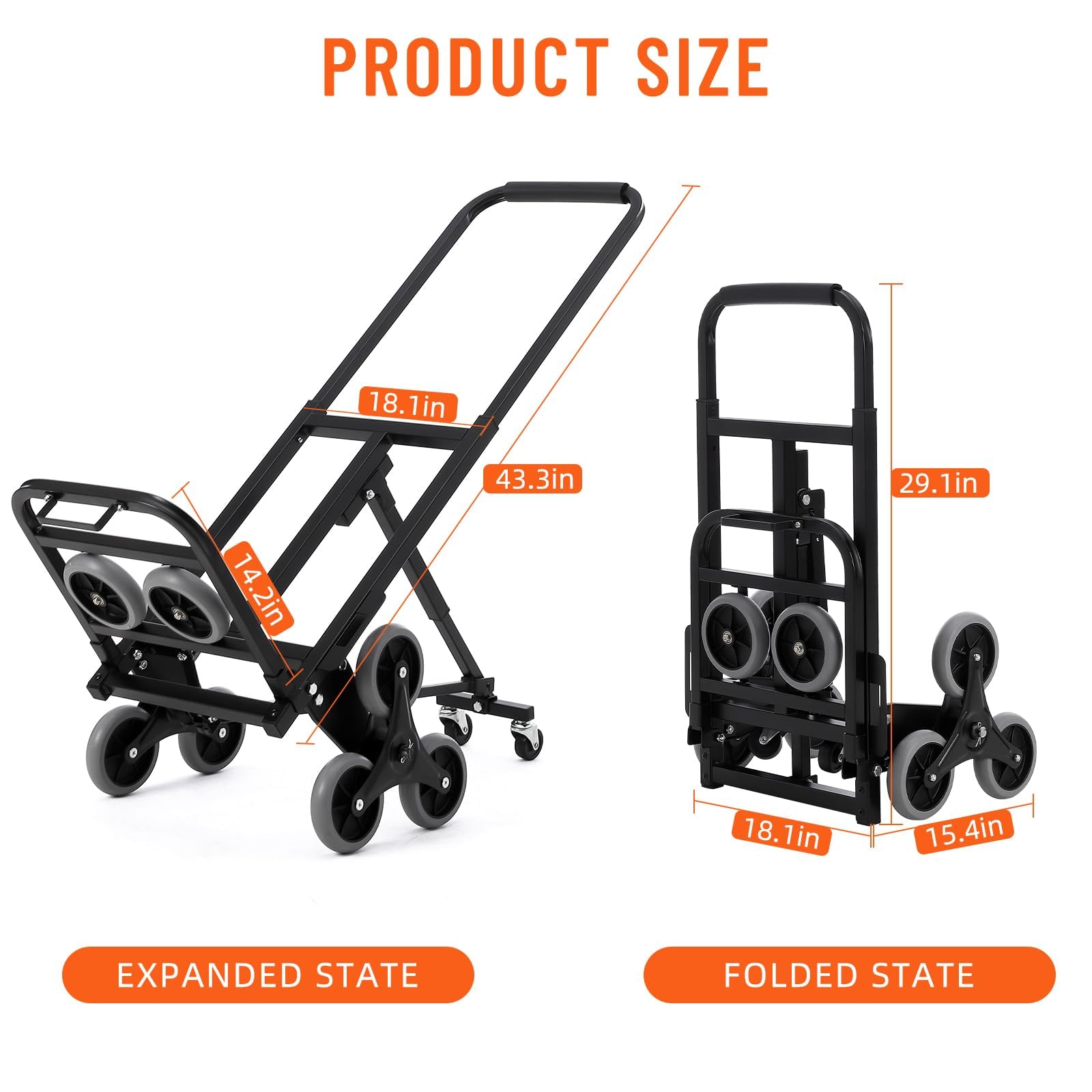 Garvee Carrito Escalera Plegable 3 en 1 Capacidad 249 kg Ruedas Triangulares Estables Telescópico para Almacén y Supermercado
