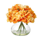Garvee Peonias Artificiales Realistas en Jarron de Vidrio con Efecto Agua Decoracion Elegante, Naranja