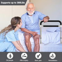 Garvee Ayuda para Levantarse de la Cama para Personas Mayores Altura Ajustable 36.5-43.5 Cm Acero Inoxidable Agarre Antideslizante Plegable Base Segura en Forma de U para Hogar y Viaje