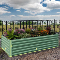Garvee Cama Elevada de Jardín Cuadrada Acero Galvanizado 0.5mm Resistente 240x120x60 cm Cultivos Exteriores Verde