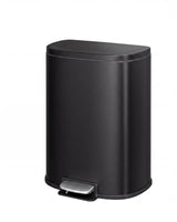 Garvee Cubo de Basura de Cocina en Acero Inoxidable Forma de D con Pedal y Cierre Suave Silencioso, 30 Litros Negro
