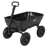 Garvee Carro Volcador de Jardin Resistente de Polietileno con Funcion de Descarga Rapida Neumaticos de Goma Soporta 544 kg, Negro