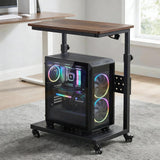 Garvee Soporte Movil para CPU de Madera y Metal Altura Ajustable con Ruedas y Frenos Muy Resistente, Marron